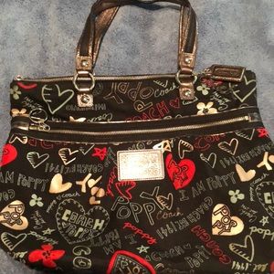 Authentic Red Black  Coach Poppy Shoulder Bag